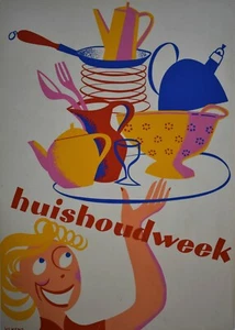 Póster original de Holanda, semana del hogar mediados de siglo - Imagen 1 de 1
