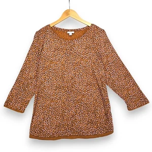 J. Jill Lagenlook T-Shirt Top Tunika Medium Large brüniertes Messing Punkte braun - Bild 1 von 9