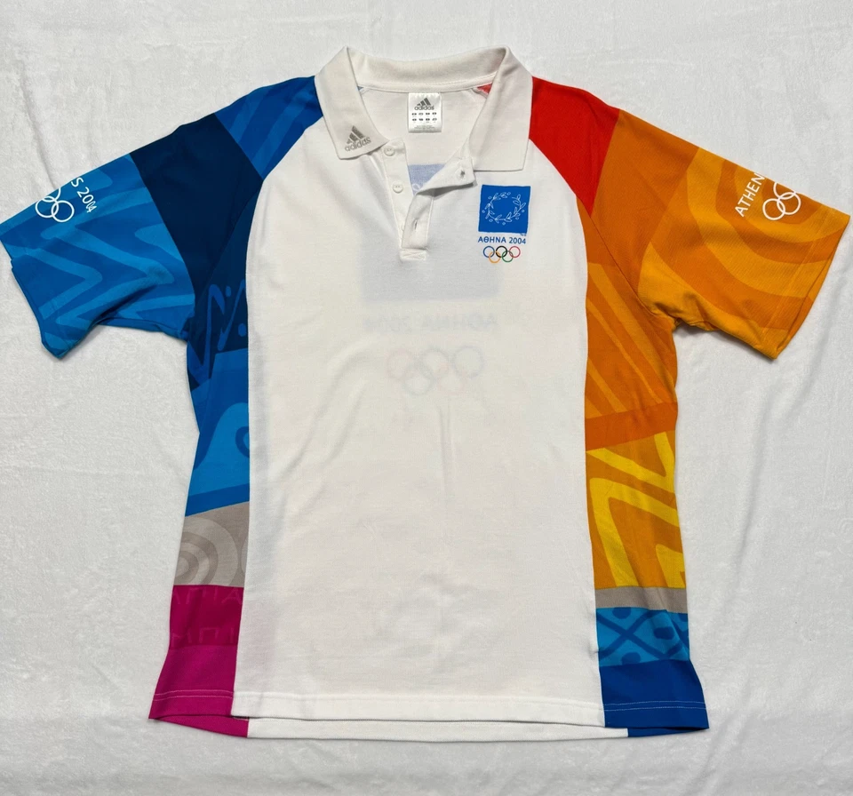 Athens 2004 Olympic Games Volunteers Adidas Polo Shirt Men's Large - Image 1 of 4