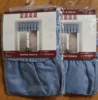 Home Essentials Ruffled Valance Wedgewood 58" W x 14" L NEW (2) - Image 1 of 4
