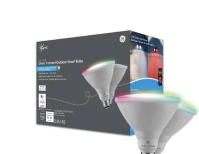 2 GE CYNC Direct Connect WiFi Full Color Changing Outdoor LED Smart Light Bulbs