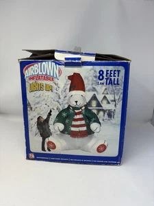 Gemmy Airblown Inflatable 8' Feet Tall Christmas Polar Bear - Read - Picture 1 of 3