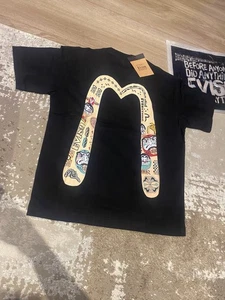 Evisu schwarzes Herren-T-Shirt großes Möwenlogo - Small - neu mit Etikett - Bild 1 von 8