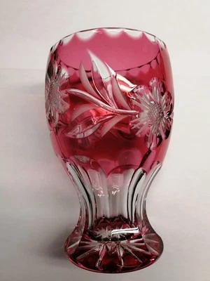 Bleikristallvase mit Rotem Überfang - Bild 1 von 4