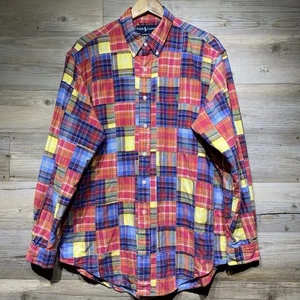 Ralph Lauren Button Down Hemd Patchwork kariert Madras Classic Fit Large bunt - Bild 1 von 8