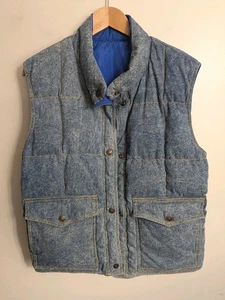 Chaleco Acolchado Hinchado Reversible De Colección Años 80 90 Para Hombres M Lavado a Piedra Denim Retro Esquí - Imagen 1 de 9