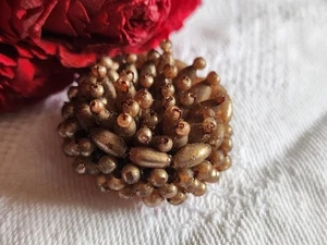 Bouton vintage  métal torsade perle main bijoux parurier 2,6 cm D19E - Picture 1 of 8