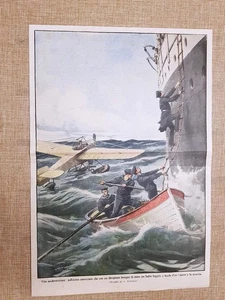 Retrocopertina La Domenica del Corriere del 1914 Poliziotto in idroplano arresto - Picture 1 of 1