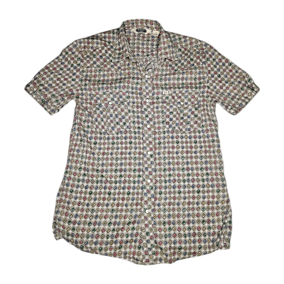 Salt Valley Shirt Pearl Snap Western Mens Small Short Sleeve Abstract Rodeo - Image 1 of 4