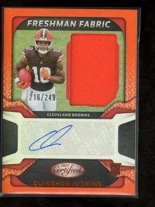 2025 Certified QUINSHON JUDKINS Freshman Fabric Orange RPA /249 #FBC-QJS - Picture 1 of 2