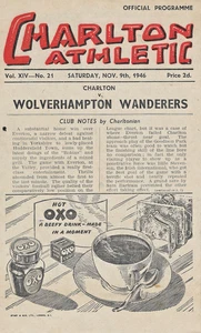 Charlton Athletic V Wolverhampton Wanderers ~ 9 de noviembre de 1946 - Imagen 1 de 2