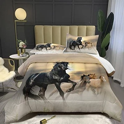  Horse Comforter Set for Girls Boys Kids Horse Printed Bedding Full Horse 4001 - Image 1 of 4