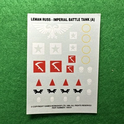 Warhammer 40k Imperial Guard Leman Russ Battle Tank Transfers Games Workshop 🟢 - Image 1 of 4