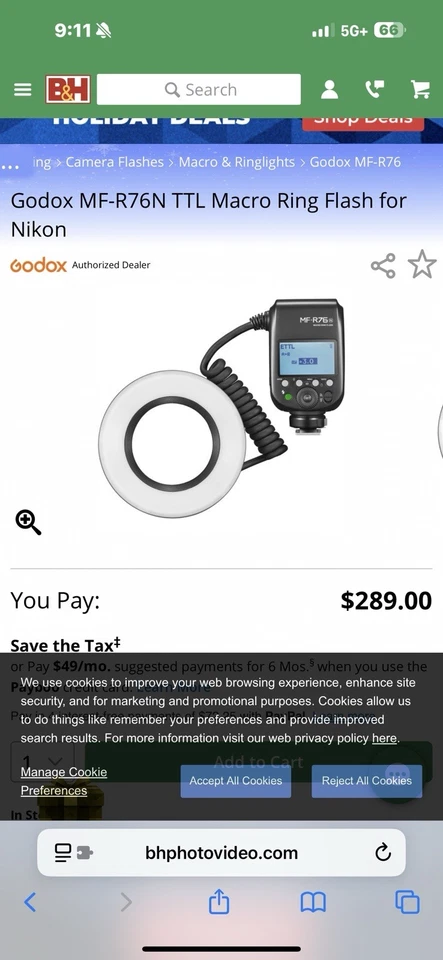 Anillo Flash Luz RF550 LED Macro Para Nikon Canon Olympus Fuji Foto 1 de 1