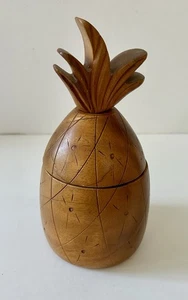 Raro vaso in legno ricoperto di ananas intagliato a mano Don The Beachcomber 1947 vintage 8" - Foto 1 di 6