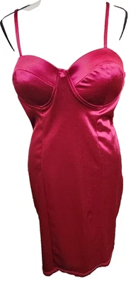 Charlotte Russe Satin Deep Red Clubwear Minidress Size L Stretchy - Image 1 of 4