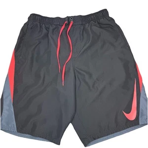 Nike Swoosh Swim Trunks Bathing Suit Shorts Gray Salmon Mens Size M Medium - Picture 1 of 15