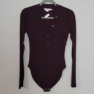 Good American gerippter Langarm Body Gr. XS gefüttert burgund - Bild 1 von 8