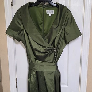 Julian Taylor Urlaub Cocktail Party Gürtel Kleid Damen 16W grün Schmucksteinen Reißverschluss - Bild 1 von 9