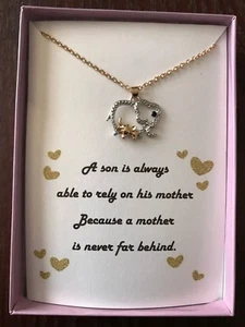 Mother and Son Elephant Necklace w/ love poem/Gift - Imagen 1 de 1