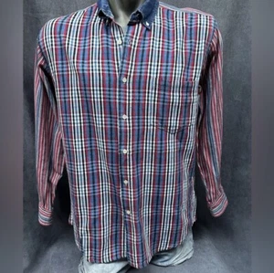 Vtg plaid & striped denim shirt Gitano Men’s large 1990s - Picture 1 of 5