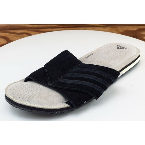 Sandali da donna Adidas taglia 7 M neri in pelle con slide 014678