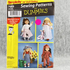 Simplicity 7069 Caniche Falda Camisón Vestido Jersey 18" Muñeca Ropa Patrón - Imagen 1 de 4
