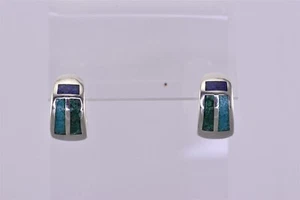 Aretes de plata de ley Black Hills de 18 mm x 9 mm turquesa lapislázuli 925 poste - Imagen 1 de 5