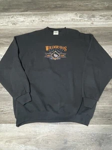 Vintage 90's Habitat Wilderness Wolf Nature Embroidered Crewneck Sweatshirt XL - Picture 1 of 3