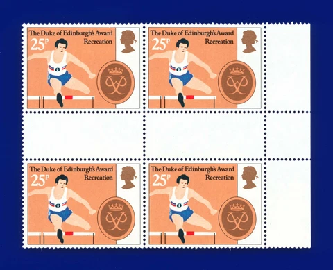 1981 SG1165 25p D.O.E. Award W495 Marginal Gutter Block (4) MNH UMM aqam Cover