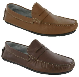 MOCASSINI DA UOMO SCARPE GUIDA IN VERA PELLE MOCASSINO MORBIDO PIATTO COMFORT CATESBY - Foto 1 di 13