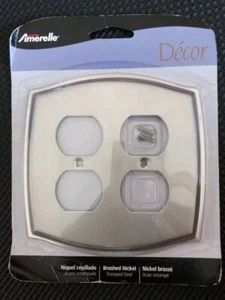 Amarelle Brushed Nickel Double Duplex Switchplate Wallplate - Picture 1 of 2