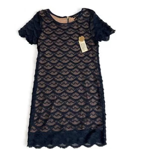 NWT Sanctuary Navy Blue Short Sleeve Lace Knee Length Sheath Dress Medium - Picture 1 of 8