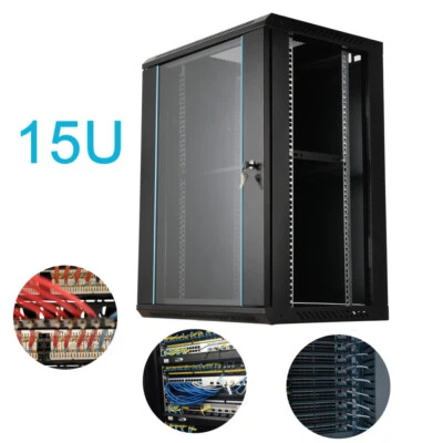 15U Network Server Data Cabinet Wall Mount Rack Enclosure Glass Locking Door - Image 1 of 4