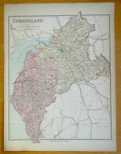 CUMBERLAND, CUMBRIA, Edward Weller Original Antique Map c1870 - Picture 1 of 3