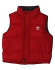 TIMBERLAND Boys Graphic Hooded Padded Gilet 4-5 Years Red Polyester BB04