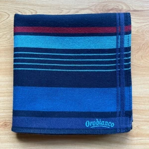 VINTAGE HANDKERCHIEF MEN'S ART BLUE STRIPED POCKET SQUARE COTTON 19" A-0299 - Picture 1 of 3