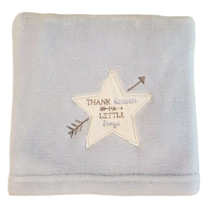 Thank Heaven For Little Boys Coperta Peluche Blu Ingranaggio Bambino 30" x 30" Freccia Stella  - Foto 1 di 4