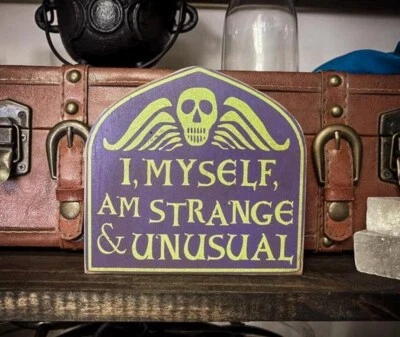 I Myself am Strange and Unusual, Beetlejuice, Solid Wood and Paint Art Sign - Image 1 of 4