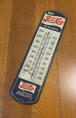 Rare 1932 Vintage Pepsi Cola 27" Thermometer "Double Dot" Sign M-32 - Image 1 of 4