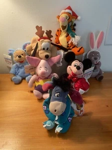 Disney Store ~ LOT of 7 - Bean Bag Plush Beanies- Vintage - Picture 1 of 5