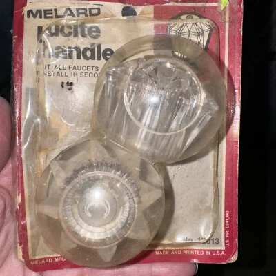 Vtg 1986 Merlard Lucite Faucets Hot And Cold Knobs New Old Stock Open Pack - Image 1 of 4