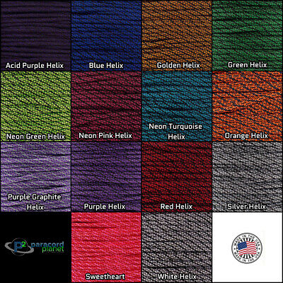 Paracord Planet 550 Cord Type III 7 Strand Paracord In Helix Colors - 10-100FT • 4.99$