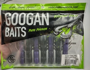 NEW Googan Baits Krackin' Craw 4" Green Pumpkin Purple JR Edition 7 PK - Picture 1 of 3