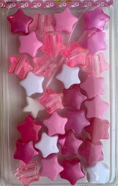 Contas de cabelo grandes rosa mix estrelas para tranças, torções, locs, extensões etc - Imagem 1 de 1