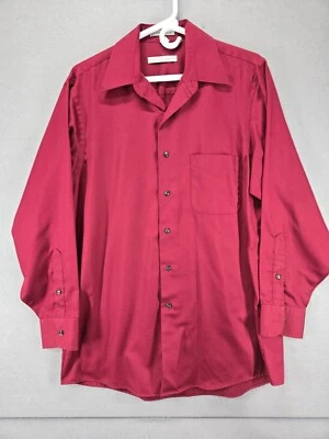 Camisa de Vestir Geoffrey Beene, Para Hombre Talla Mediana 32/33, Granate/Borgoña, Cuello 15.5" Foto 1 de 4