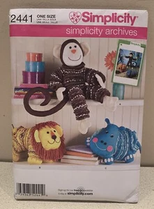 Simplicity 2441 Remake of 1970s #9157 Monkey Lion Hippo. Patterns Uncut. NEW - Picture 1 of 4