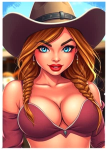 SEXY COWGIRL * Custom ACEO * Novelty * CARTOON DIVA* Art Card * ATC - Picture 1 of 2