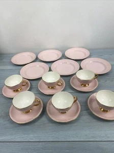 6 VTG EGERSUND NORSK FLINT Dessert Plate Demitasse Coffee Set pastel Pink Norway - Picture 1 of 10