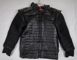Disney Store Star Wars Black Kylo Ren Hooded Faux Leather Jacket Size 5/6 - Picture 1 of 10
